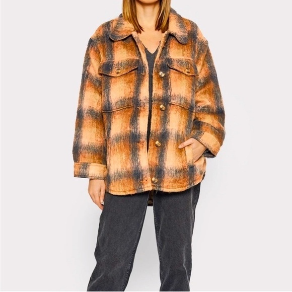 AE American Eagle Outfitters Brushed Plaid Oversized Shacket | Size XXL 2X Plus - Picture 3 of 13